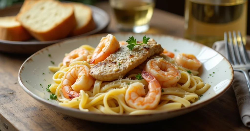 chicken and shrimp alfredo